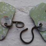 Vintage Sage Green Tin Bracelet Blank And Clasp
