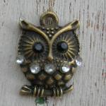 Antiqued Bronze Owl Charm Pendant